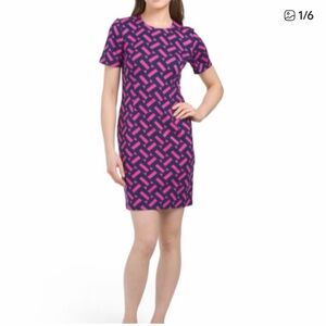 Trina Turk Vibrant Pink and Navy Mini Dress